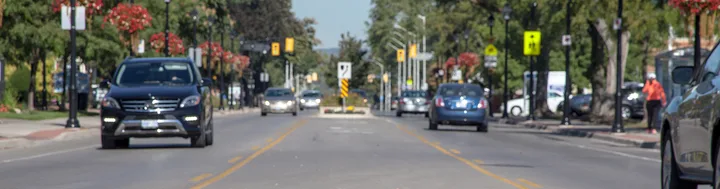 Downtown street shown on Burlington’s parking information page.